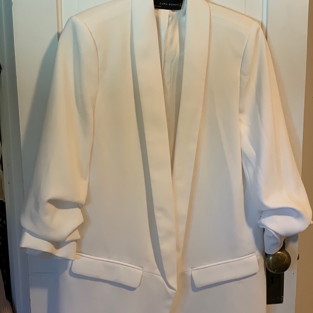 Zara white long blazer